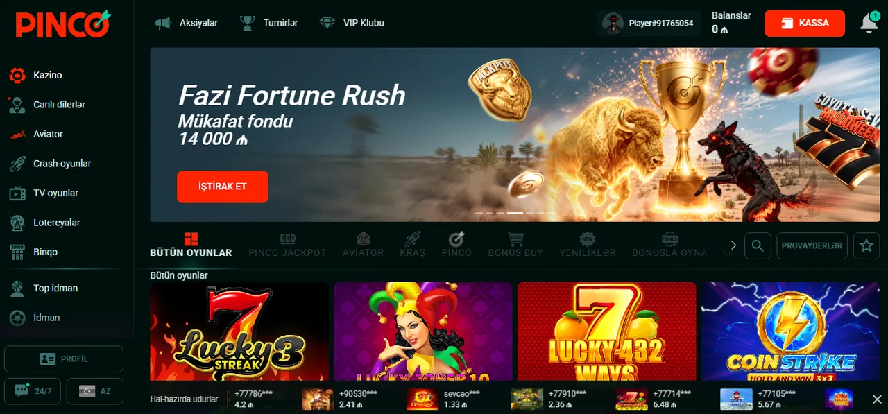 Pinco-da depozit və çıxarış üsulları